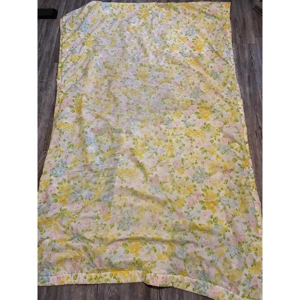 Handmade Patchwork Quilt Blanket Yellow Floral Multicolor Country Rag Throw